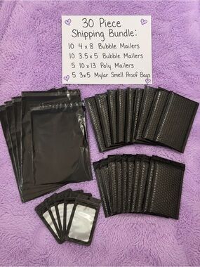 Black Shipping Bundle - 30-Piece Mailer & Mylar Bag Set